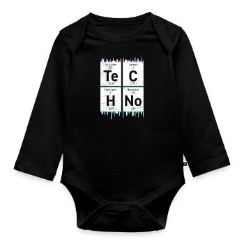 Techno Musik Chemie Elemente Periodensystem - Baby Bio-Langarm-Body - Schwarz - Vorne