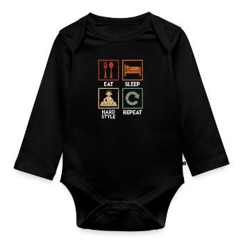 Techno Raver Gift Real Sleep Hardstyle - Organic Longsleeve Baby Bodysuit - black - Front