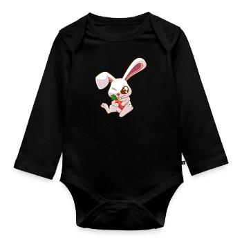 EInäugiger Hase Zombie Kaninchen Geschenk - Baby Bio-Langarm-Body - Schwarz - Vorne