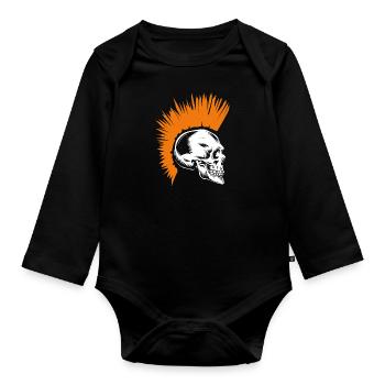 Rock Music Punk Rock Skull Skeleton - Organic Longsleeve Baby Bodysuit - black - Front