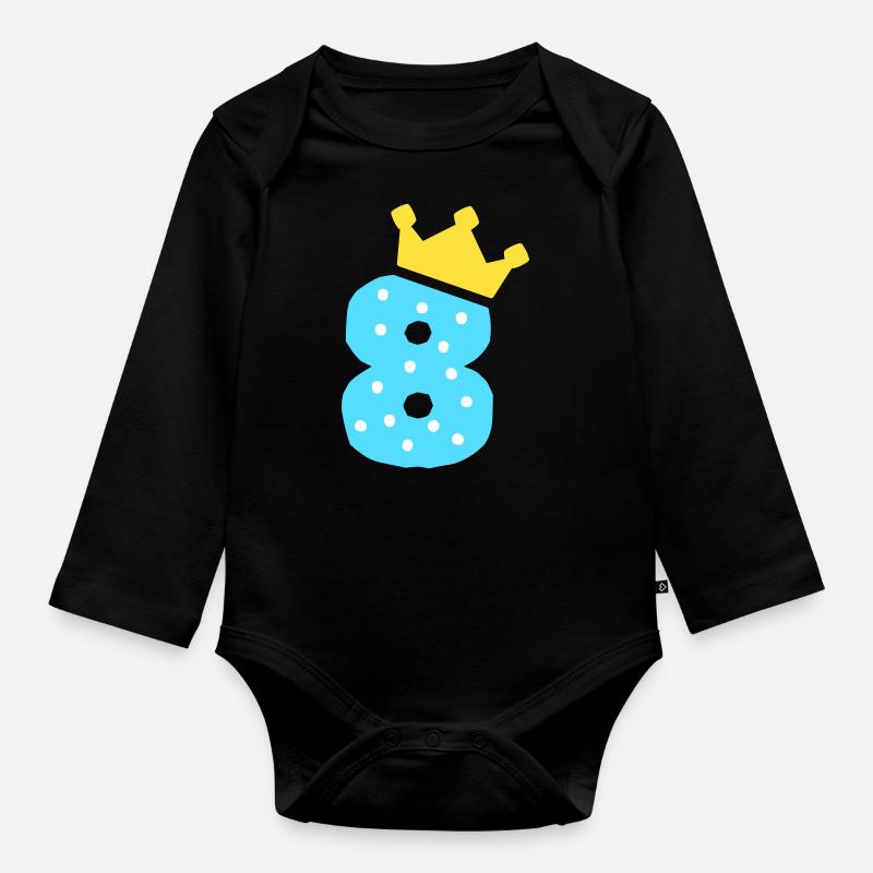 8 couronnes 8 anniversaire 8 ans - Body Bébé bio manches longues - noir
