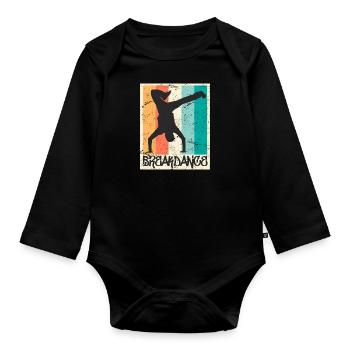 Breakdance Vintage B-Boy Breakdancer - Baby Bio-Langarm-Body - Schwarz - Vorne