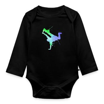 Breakdancer Graffiti Hip Hop B-Boy Street Art - Baby Bio-Langarm-Body - Schwarz - Vorne