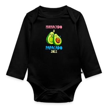 Futurs parents Mamacado et papacado bébé 2022 - Body Bébé bio manches longues - noir - Devant
