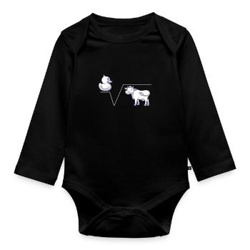 Maths blague N-te racine de Q racine de canard vache - Body Bébé bio manches longues - noir - Devant