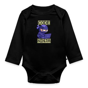 Code Ninja Coder Software Developer Programmer - Organic Longsleeve Baby Bodysuit - black - Front