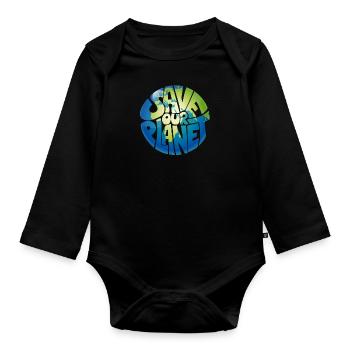 Save our Planet Umwelt Klimaschutz - Baby Bio-Langarm-Body - Schwarz - Vorne