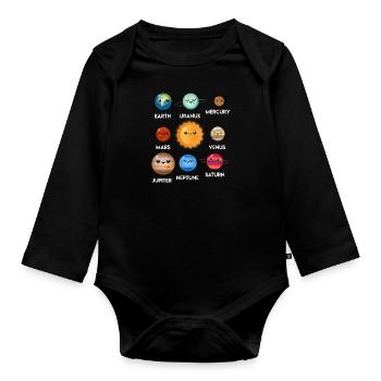 Planètes système solaire - Body Bébé bio manches longues - noir - Devant
