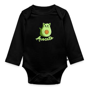 Veganer Katze Katzenbesitzer Kater Avocato - Baby Bio-Langarm-Body - Schwarz - Vorne