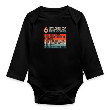 6 étapes du débogage du logiciel de codage d’informaticien - Body Bébé bio manches longues - noir - Devant