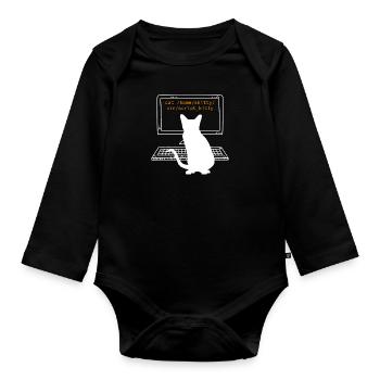 Cat Owner Cat Programmer Computer Science - Organic Longsleeve Baby Bodysuit - black - Front