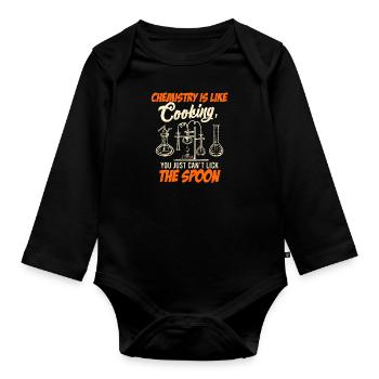 Chemistry Students Saying Chemistry is like cooking - Organic Longsleeve Baby Bodysuit - black - Front