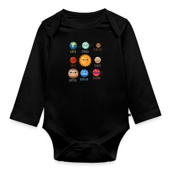 Solar System Space Galaxy Planet Earth Sun - Organic Longsleeve Baby Bodysuit - black - Front