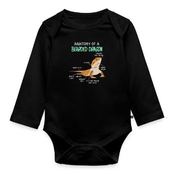 Anatomy of a Bearded Dragon Bearded Dragon Lizard - Organic Longsleeve Baby Bodysuit - black - Front