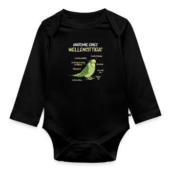 Anatomy of a Budgerigar Bird Parakeet - Organic Longsleeve Baby Bodysuit - black - Front