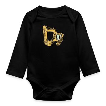 Pelle de chargement silhouette pelle cadeau - Body Bébé bio manches longues - noir - Devant