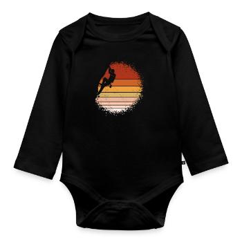 Vintage Kletter Kletterei Retro Boulder - Baby Bio-Langarm-Body - Schwarz - Vorne