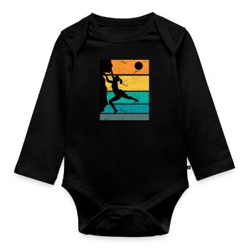 Retro Boulder Felsklettern Freiklettern - Baby Bio-Langarm-Body - Schwarz - Vorne