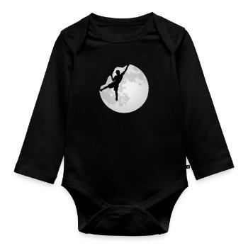 Boulder Freiklettern Klettern Klettersport - Baby Bio-Langarm-Body - Schwarz - Vorne