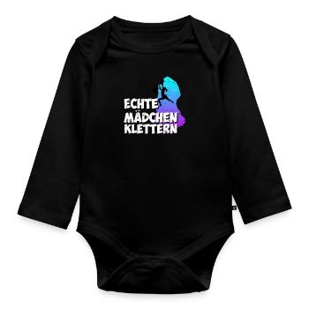 Echte Mädchen Klettern - Baby Bio-Langarm-Body - Schwarz - Vorne