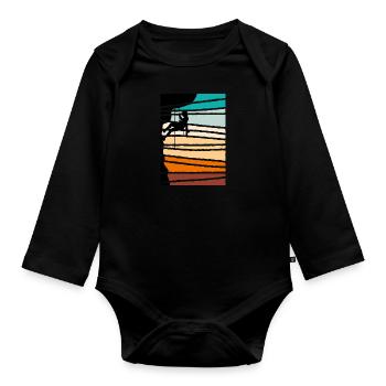 Klettern Felsklettern Bergsteigen - Baby Bio-Langarm-Body - Schwarz - Vorne