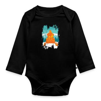 Schneemobil Motorschlitten Winter Motorsport - Baby Bio-Langarm-Body - Schwarz - Vorne