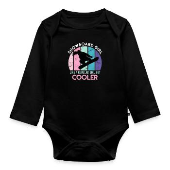 Snowboarderin Snowboard Girl much cooler - Baby Bio-Langarm-Body - Schwarz - Vorne