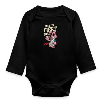 Halloween porc boucher costume d’horreur butcher - Body Bébé bio manches longues - noir - Devant