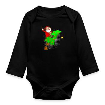 Anti Noël sapin Nikolaus Majeur - Body Bébé bio manches longues - noir - Devant
