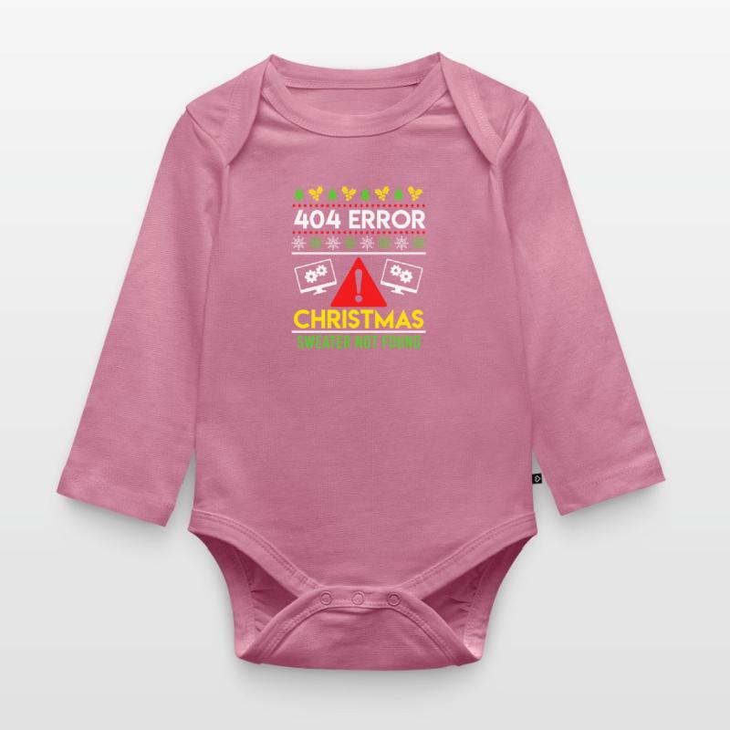 404 Error Ugly Chritsmas Coder Coder Coder Body Bébé bio manches longues