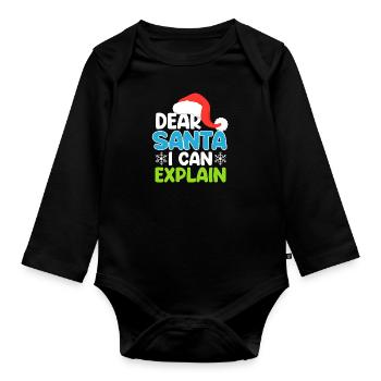 Dear Santa i can explain sort drôle - Body Bébé bio manches longues - noir - Devant
