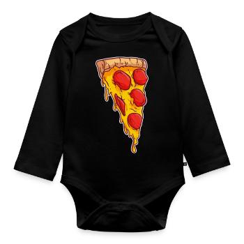 Pizza Kruste Scheibe Pizza Pie Maker Bäcker - Baby Bio-Langarm-Body - Schwarz - Vorne