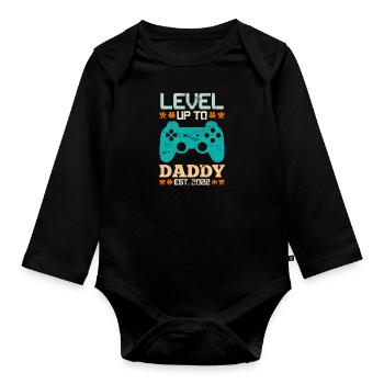 Level up to Daddy 2022 Gaming Père devenir papa - Body Bébé bio manches longues - noir - Devant