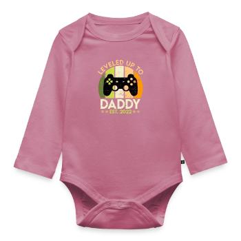 Gamer Papa 2022 Vater Werdender Papa - Baby Bio-Langarm-Body - Mauve - Vorne