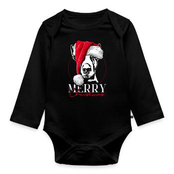 Santa BULL TERRIER Merry Christmas Dogs Wilsigns - Organic Longsleeve Baby Bodysuit - black - Front