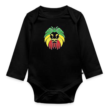 Rasta Reggae Reggaeton Musik Löwe Geschenk - Baby Bio-Langarm-Body - Schwarz - Vorne