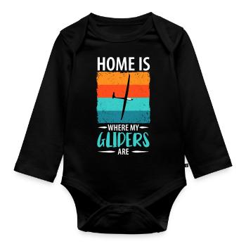 Glider Gliding Gliding Glider Flying - Organic Longsleeve Baby Bodysuit - black - Front