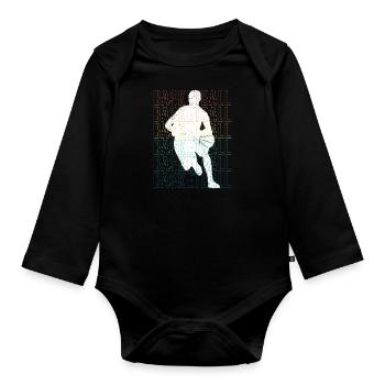 Basketball Spieler Dunking Dunk Basketball - Baby Bio-Langarm-Body - Schwarz - Vorne