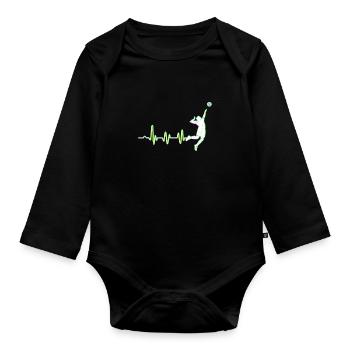 Volleyball Herzschlag Aufschlag Schmetterball - Baby Bio-Langarm-Body - Schwarz - Vorne