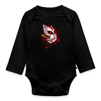 Kitsune Japanese Fox Mask Anime Manga - Organic Longsleeve Baby Bodysuit - black - Front