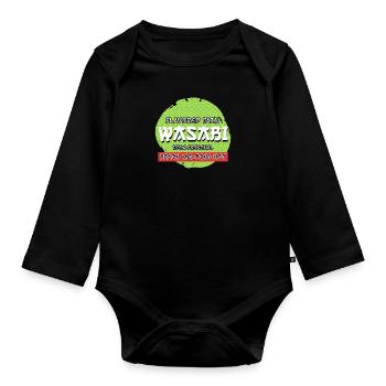 Wasabi Flavored Pain Scharf Sushi Scharfesser - Baby Bio-Langarm-Body - Schwarz - Vorne