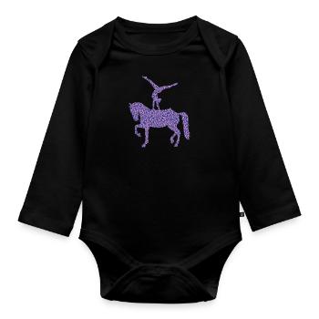 Vaulting Silhouette Girl Rider Cadeau - Body Bébé bio manches longues - noir - Devant