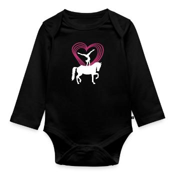 Vaulting Silhouette Girl Rider Cadeau - Body Bébé bio manches longues - noir - Devant