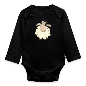 Silhouette Sheep Farmer Farmer Shepherd Wool - Organic Longsleeve Baby Bodysuit - black - Front