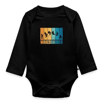 Wakeboard Sports nautiques Wakeboard ski nautique - Body Bébé bio manches longues - noir - Devant