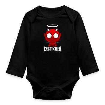 Engelchen Teufelchen Teufel - Baby Bio-Langarm-Body - Schwarz - Vorne