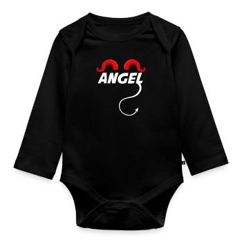 Engel Teufel Engelchen Teufelchen - Baby Bio-Langarm-Body - Schwarz - Vorne