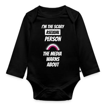 Gay Pride Month Gift LGBTQ Funny Asexual - Organic Longsleeve Baby Bodysuit - black - Front