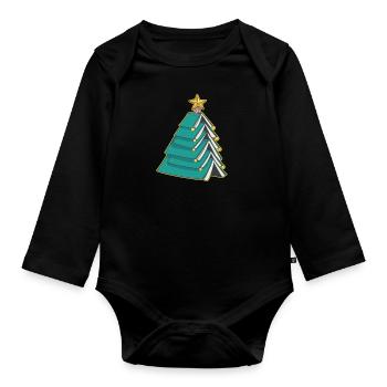 Tannenbaum aus Büchern für Autor Schriftsteller - Baby Bio-Langarm-Body - Schwarz - Vorne