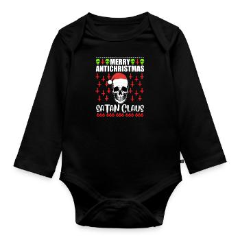 Crâne de Noël Joyeux Antichristmas - Body Bébé bio manches longues - noir - Devant